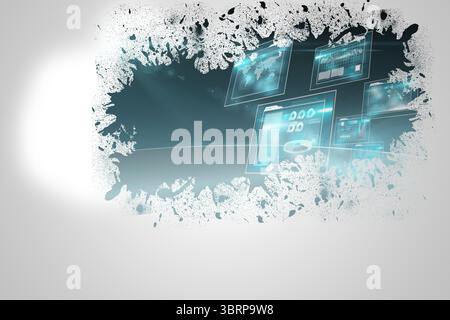 Spritzer auf Wand enthüllt Technologie Schnittstelle Stockfoto