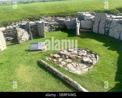 Der Broch of Gurness Scotland Orkneys Sand altes Dorf Eisenzeit Menschen historische Geschichte Gebäude Gebäude versteckte Landschaft Küste Meer Stockfoto
