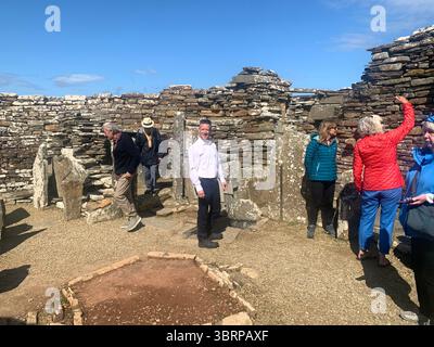 Der Broch of Gurness Scotland Orkneys Sand altes Dorf Eisenzeit Menschen historische Geschichte Gebäude Gebäude versteckte Landschaft Küste Meer Stockfoto