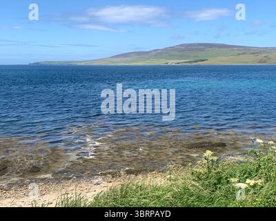 Der Broch of Gurness Scotland Orkneys Sand altes Dorf Eisenzeit Menschen historische Geschichte Gebäude Gebäude versteckte Landschaft Küste Meer Stockfoto