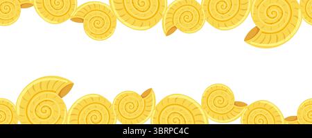 Nahtloser Rand mit gelben Schalen oben und unten Stock Vektor