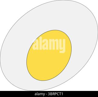 Illustration für gekochtes Ei – einfacher Vektor von gelbem Eigelb und weißem Oval Stock Vektor