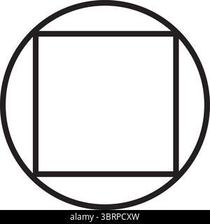 Symbol Für Geometrische Liniengrafik – Quadrat Im Kreis Minimal Design Symbol Stock Vektor