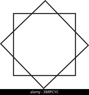 Symbol Für Geometrische Überlappende Quadrate – Minimal Line Art Star Shape Design Stock Vektor