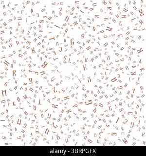 Nahtloses Muster von verstreuten, bunten Pixelbuchstaben auf weißem Hintergrund. Geometrisches und minimalistisches Design im Pixel-Art-Stil. Vektorabbildung Stock Vektor