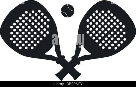 Padel-Tennis-Emblem für Club. Teampaddelschläger mit Diamantform-Logo. Sport-Symbol. Silhouetten von Turnierpalas. Symbole für die Wiedererstellung. Vektorillust Stock Vektor