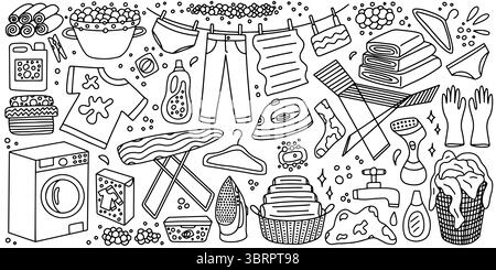 Wäschekritzelvektorset Stock Vektor