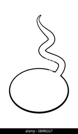 Ovale Sprechblase mit welligem Schwanz, schwarze Umrandung auf weißem Hintergrund, leerer Ballon mit Comic-Dialog Stock Vektor