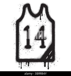 Lackiertes Graffiti-Basketballtrikot isoliert mit weißem Hintergrund. Stock Vektor