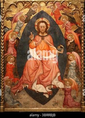 Salvator Mundi. c. 1420-1430 von Pere Teixidor. Tempera und Blattgold aus Holz. MNAC. Spanien. Stockfoto