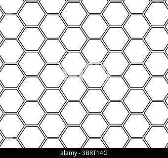 Nahtloses sechseckiges Muster. Vektorgrafik-Strichdarstellung. Geometrischer Hintergrund in Wabenform. Design für Modegrafiken, Textildrucke, Stoffe Stock Vektor