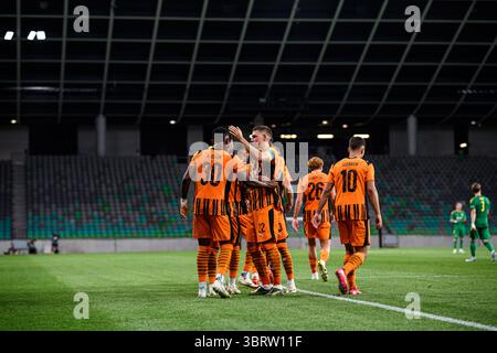 LJUBLJANA, SLOWENIEN - 10. JULI 2025: UEFA Europa League FC Shakhtar Donetsk gegen Ilves im Stadion Stozice. Stockfoto