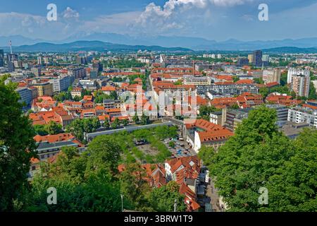 Stadtzentrum von Ljubljana, Hauptstadt des Staates Slowenien im nördlichen Balkan. Stockfoto