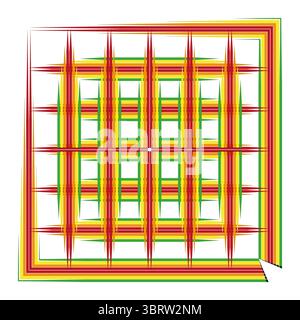 Quadratisches Linienmuster. Abstrakte Pinselstriche. Verzerrte geometrische Textur. Vektorgrafik Hintergrund. Stock Vektor