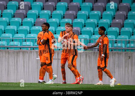 LJUBLJANA, SLOWENIEN - 10. JULI 2025: UEFA Europa League FC Shakhtar Donetsk gegen Ilves im Stadion Stozice. Stockfoto