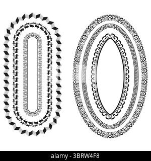 Dekorative ovale Rahmen. Verzierte Rahmenmuster. Vintage-Element Vektor. Elegante Designillustration. Stock Vektor