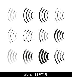 Symbole für Signalwellen. Abstrakte Soundbars. Symbole für drahtlose Kommunikation. Vektor-Wi-Fi-Anzeigen. Stock Vektor