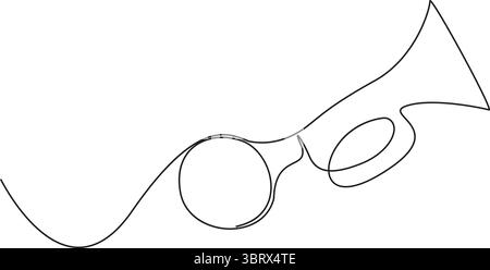 Durchgehende einzeilige Gummihupe Illustration handgezeichneter Umrissvektor, Stock Vektor