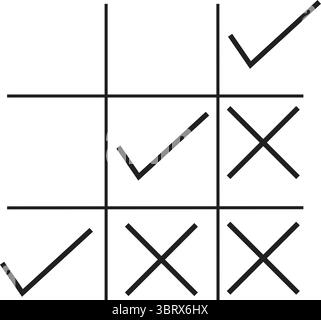 Design und Entwicklung einer interaktiven Tic-Tac-Toe-Spielplatinenoberfläche für die Benutzerinteraktion Stock Vektor