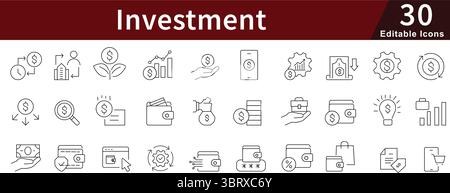 Bearbeitbare Positionssymbole für Investitionen für Business, Money, Trading und Financial Management Stock Vektor