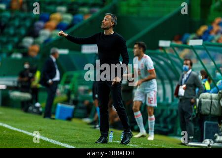 7. Oktober 2020, Lisboa, Portugal: Luis Enrique von Spanien während des Internationalen Freundschaftsspiels zwischen Portugal und Spanien im Jose Alvalade Stadion am 7. Oktober 2020 in Lissabon Portugal (Bild: © Indira/DAX via ZUMA Wire) Stockfoto