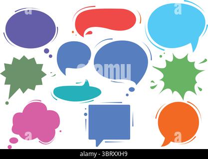 Satz von Blasenrahmen für Sprache im Pop-Art-Stil, Vektorillustration. Stock Vektor