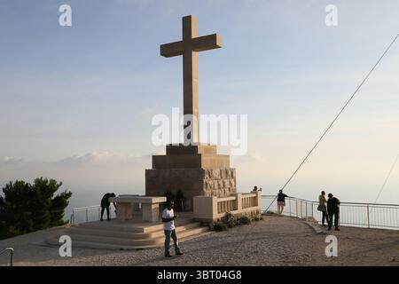 Das Weiße Kreuz in SRD, Dubrovnik, Kroatien Stockfoto