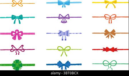 Zeichenbögen mit Buntstift. Geschenkschleife mit Kritzelung und Band, einfache Geschenke handgezeichnete Elemente. Kinder Kunst Bleistift oder Pastell, feiern neoterischen Vektor Stock Vektor