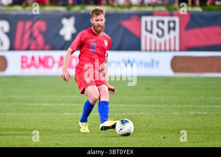 September 2019: Der US-Nationalspieler Tim Ream (13) kommt im letzten Spiel vor der CONCACAF Nations League durch, als die United States Men's National Team Uruguay im Busch Stadium in St. Louis City, MO Ulreich/CSM ausrichtete (Credit Image: &Copy; Richard Ulreich/CSM via ZUMA Wire) Stockfoto