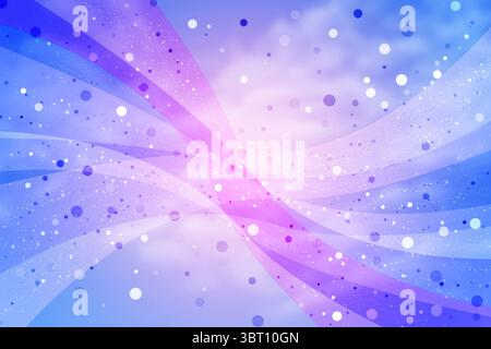 Abstrakter violetter und blauer Hintergrund mit leuchtenden Partikeln und Wellen Stockfoto