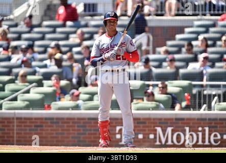 8. September 2019: Juan Soto, der Outfield der Washington Nationals, blickt während des sechsten Inning eines MLB-Spiels gegen die Atlanta Braves im SunTrust Park in Atlanta, GA, auf das Dugout. Austin McAfee/CSM(Kreditbild: &Copy; Austin McAfee/CSM via ZUMA Wire) Stockfoto