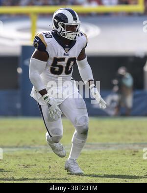 15. September 2019 Los Angeles, CA...Los Angeles Rams vor Linebacker Samson Ebukam #50 während des NFL-Spiels zwischen New Orleans Saints gegen Los Angeles Rams im Los Angeles Memorial Coliseum am 15. September 2019. Jevone Moore(Credit Image: &Copy; Jevone Moore/CSM via ZUMA Wire) Stockfoto