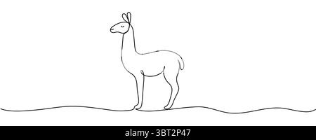 Eine durchgehende Linienzeichnung mit bearbeitbarem Lama-Strich. Stock Vektor