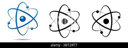 Atom-Symbol in flachem Design. Farbiges Molekül- oder Atomsymbol isoliert. Vektorabbildung Stock Vektor