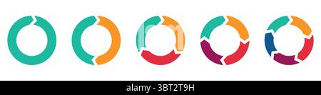 Kreispfeil Symbol Vektorillustration festlegen, aktualisieren, neu laden, Satz von Kreispfeilen drehen, verschiedene Kreispfeile schwarzer Farbe isoliert, recyceln Stock Vektor