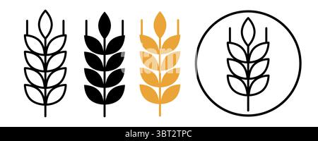 Symbolsatz für Weizen oder Gerste. Kornsymbol. Vektorabbildung Stock Vektor