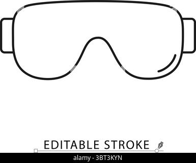 Eine Schutzbrille im minimalistischen Stil mit bearbeitbarem Hub. Schutzbrillen, Laborgeräte, Augenschutz, Chemiewerkzeug, Sehschutz Stock Vektor