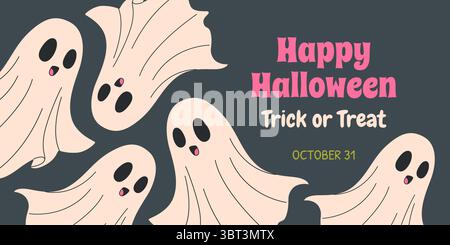 Frohes Halloween. Horizontales Banner. Trick or Treat Stock Vektor