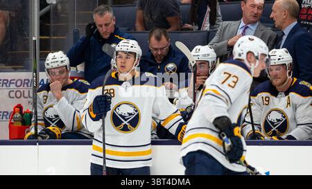 17. September 2019: Der Buffalo Sabres-Verteidiger Jacob Bryson (78) steht während eines Spieles zwischen den Buffalo Sabres und den Columbus Blue Jackets in der Nationwide Arena am 17. September 2019 in Columbus, OH. Adam Lacy/CSM(Credit Image: &Copy; Adam Lacy/CSM via ZUMA Wire) Stockfoto