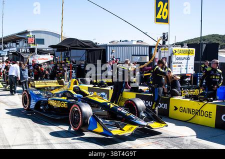 September 2019 Monterey, CA, USA Andretti Autosport Boxencrew vor dem Firestone Grand Prix von Monterey IndyCar Championship auf dem WeatherTech Raceway Laguna Seca Monterey, CA Thurman James / CSM(Credit Image: &Copy; Thurman James/CSM via ZUMA Wire) Stockfoto