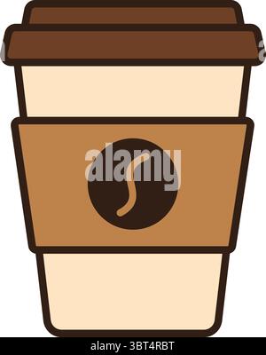 Kaffeetasse zum Mitnehmen isolierte Vektorillustration in einfacher flacher Art. Designelement für Heißgetränke zum Mitnehmen oder zur Lieferung. Coffeingetränk Clipart. Kaffee Stock Vektor