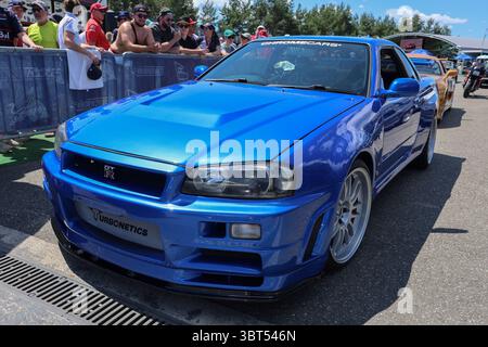 Red Bull Ring, 29. Juni 2025. Formel 1 MSC Cruises großer Preis von Österreich 2025. Abbildung: Original Nissan Skyline R34 GT-R aus dem Jahr 1999 aus dem Film Fast & Furious (Fast & Furious 4) bei der Legends Parade. Es wurde von Paul Walker selbst in den Actionszenen des Films © Piotr Zajac/Alamy Live News gesteuert Stockfoto