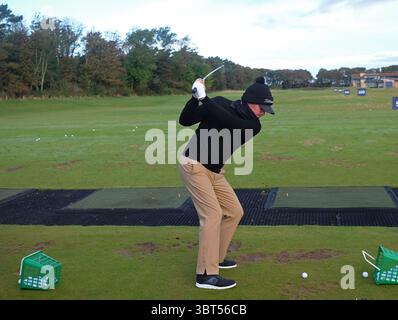 KINGSBARNS, SCHOTTLAND. 28. SEPTEMBER 2019: Shane warne auf der Strecke vor Runde drei der Alfred Dunhill Links Championship, European Tour Golf Tournament in Kingsbarns, Schottland (Credit Image: &Copy; ESPA Photo Agency/CSM via ZUMA Wire) Stockfoto