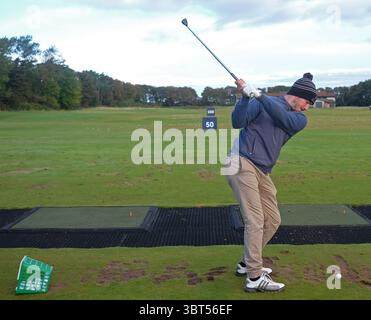 KINGSBARNS, SCHOTTLAND. 28. SEPTEMBER 2019: Pensionierter Skirennläufer Felix Neureuther aus Deutschland auf der Strecke vor Runde drei der Alfred Dunhill Links Championship, European Tour Golf Tournament in Kingsbarns, Schottland (Credit Image: &Copy; ESPA Photo Agency/CSM via ZUMA Wire) Stockfoto