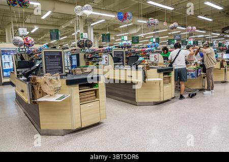 Miami Beach Florida, North Beach, Publix Supermarkt, Lebensmittelgeschäft, Inneneinrichtung, Kassenbereich, Ballondekoration birt Stockfoto
