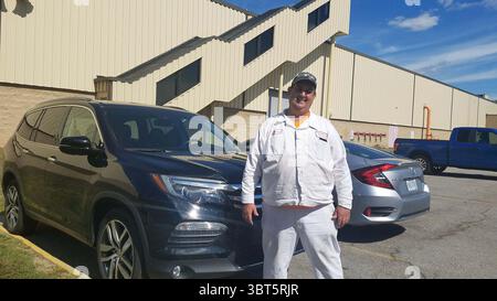 September 2019, MI, USA: Merrill Eggleston, 59, arbeitet seit 32 Jahren im Honda Werk Marysville. Er arbeitet in der Schweißwerkstatt. (Kreditbild: © TNS via ZUMA Wire) Stockfoto