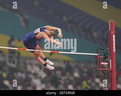 2. Oktober 2019, Doha, Katar: Sam Kendricks (USA) im Khalifa International Stadion in Doha während der Pole-Vault-IAAF Leichtathletik-Weltmeisterschaft in menâ. (Credit Image: © Graham Glendinning/SOPA Images via ZUMA Wire) Stockfoto