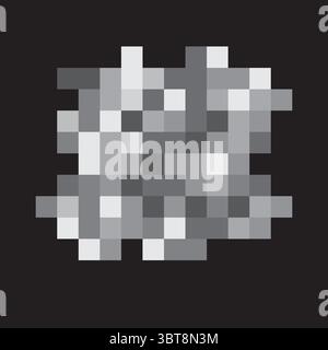 Pixelrauschwolke. Statischer Graustufen-Blob. Abstrakter Glitch-Vektor. Dunkles Hintergrundsymbol. Stock Vektor