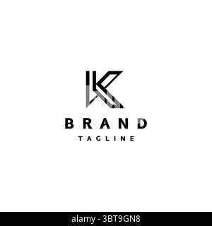 Minimalistisches VK-Logo-Design mit Anfangsbuchstaben. Minimalistisches Design der Buchstaben V und K vermischen sich. Stock Vektor