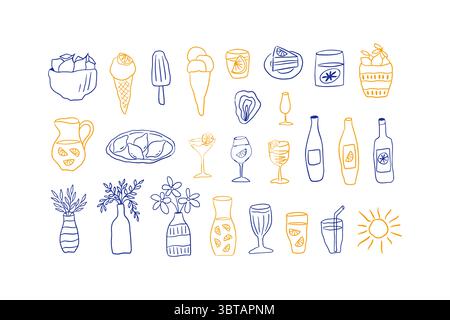 Handgezeichnete Sommer-Icon-Kollektion Stock Vektor